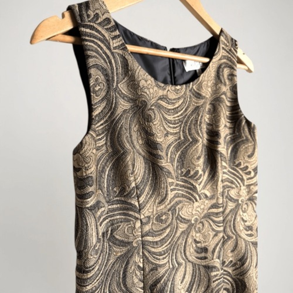 Kasper Womens Metallic Gold Brocade Sheath Dress Size 8P Holiday Festive Glam - Picture 13 of 14